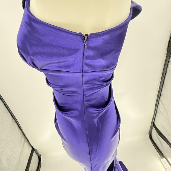 Xscape By Joanna Chen Purple One-Shoulder Gown Size 6 - Picture 9 of 12